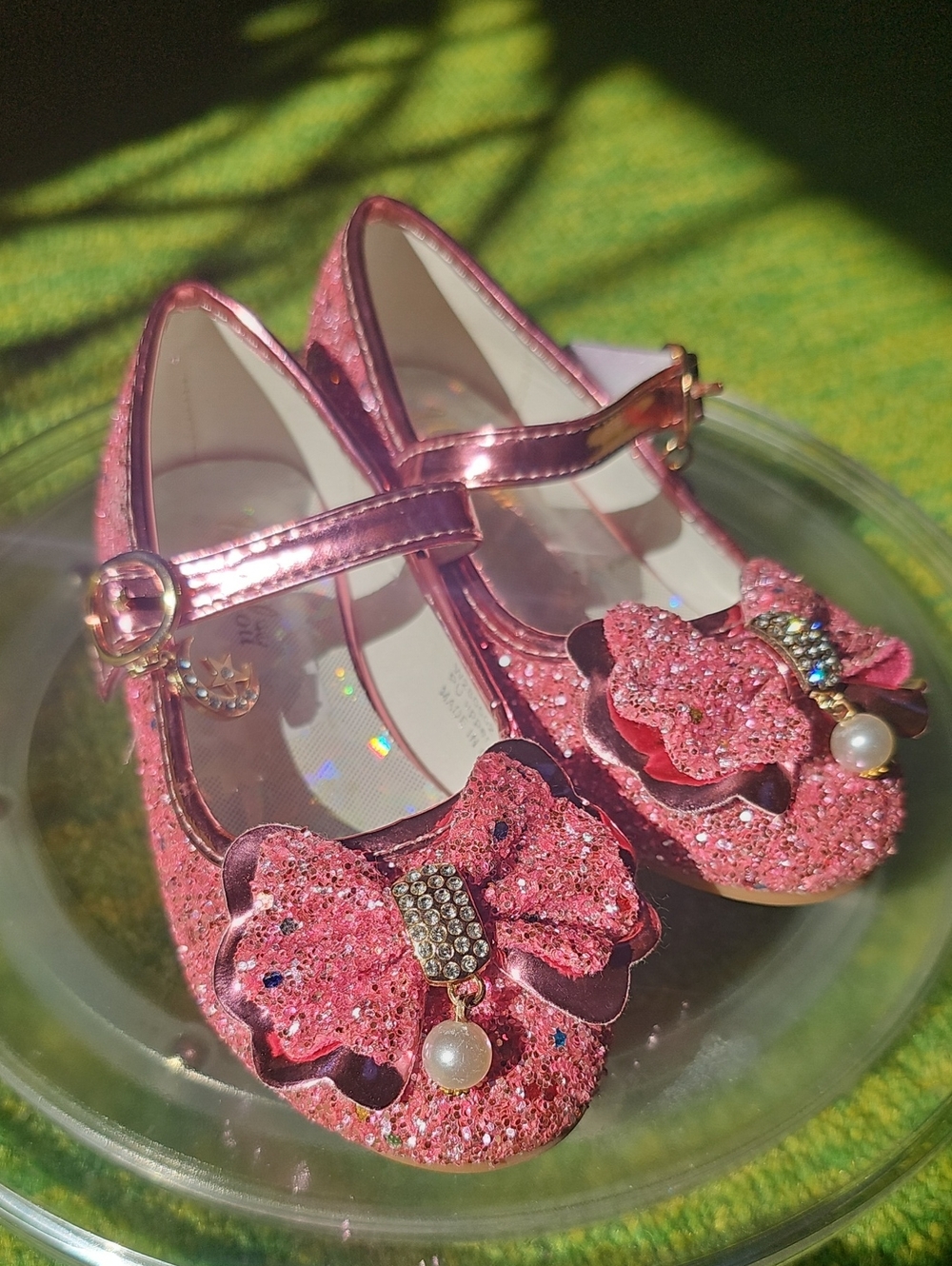 A1 pink, Glitter Pearl little girls dress shoes SZ.9